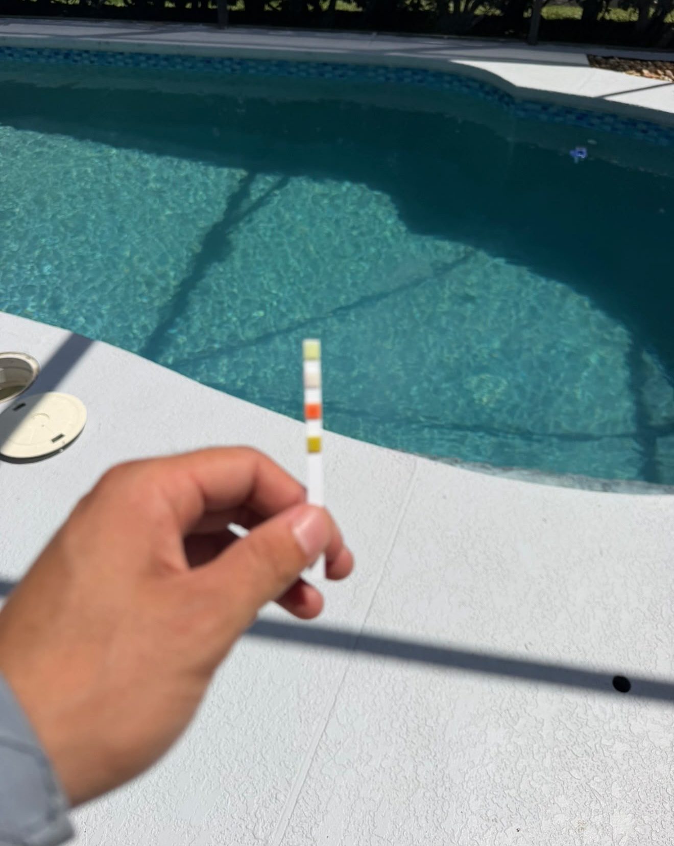 Testing pool water chemistry with a test strip