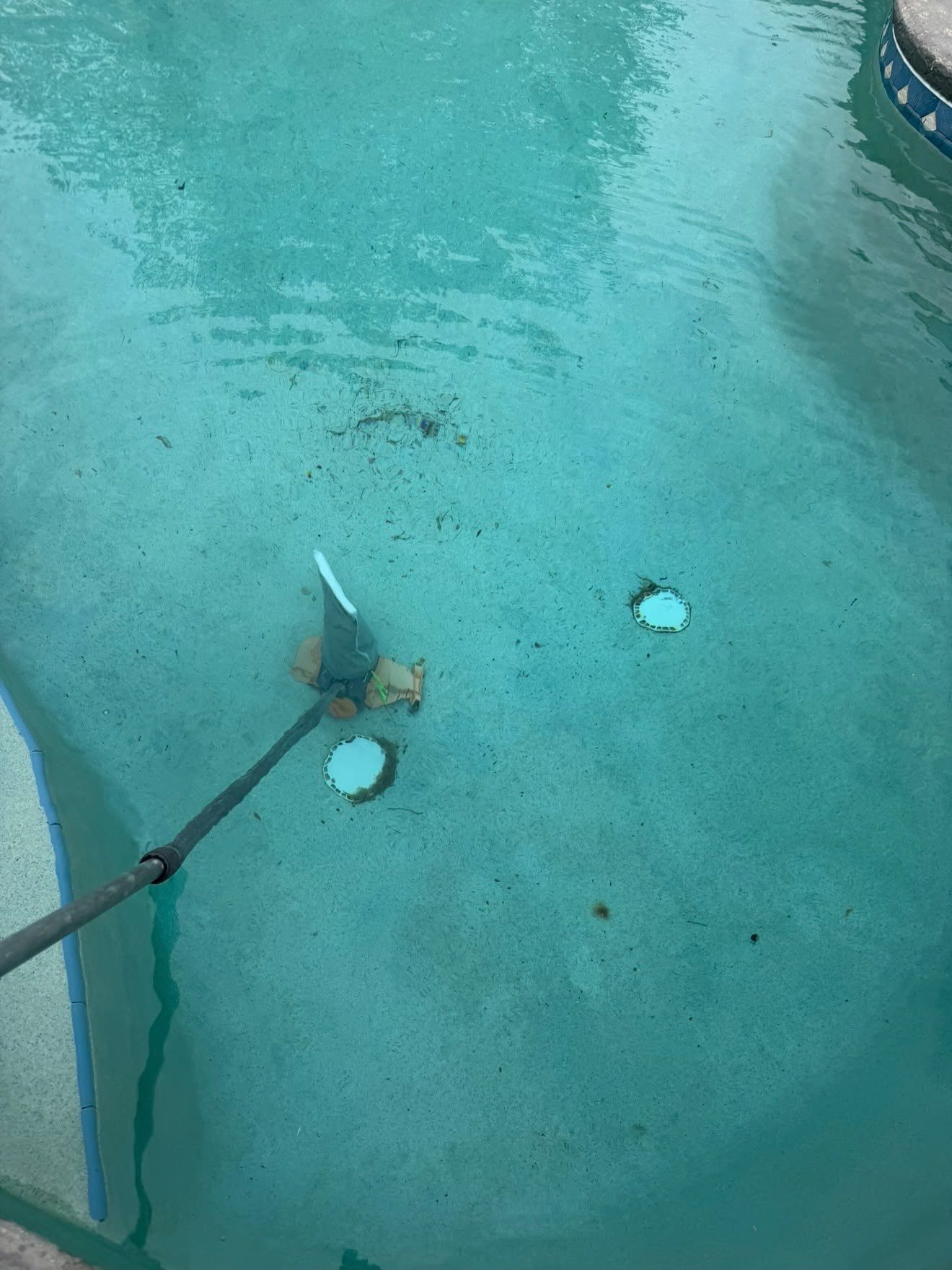 Technician vacuuming a residential pool